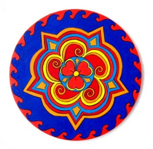 Samurai Kamon - Kenkatabami (Samurai Family Crest Design of Swords and Wood Sorrel Flower) (10" diameter) - GIFTED to EE