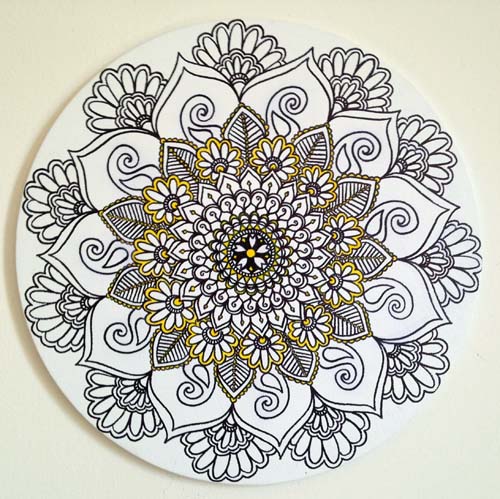 October Mandala - in progress (16" diameter)
